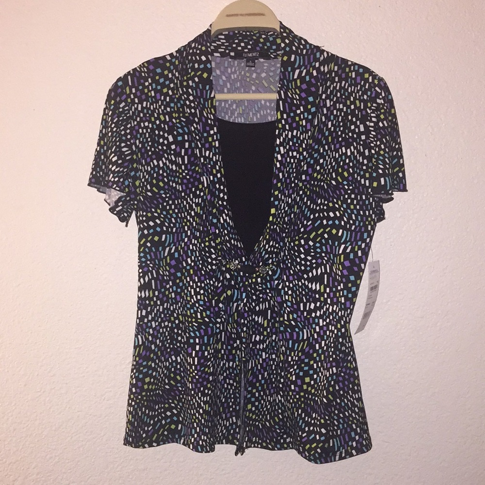 Short sleeve blouse with attached tank top NWT